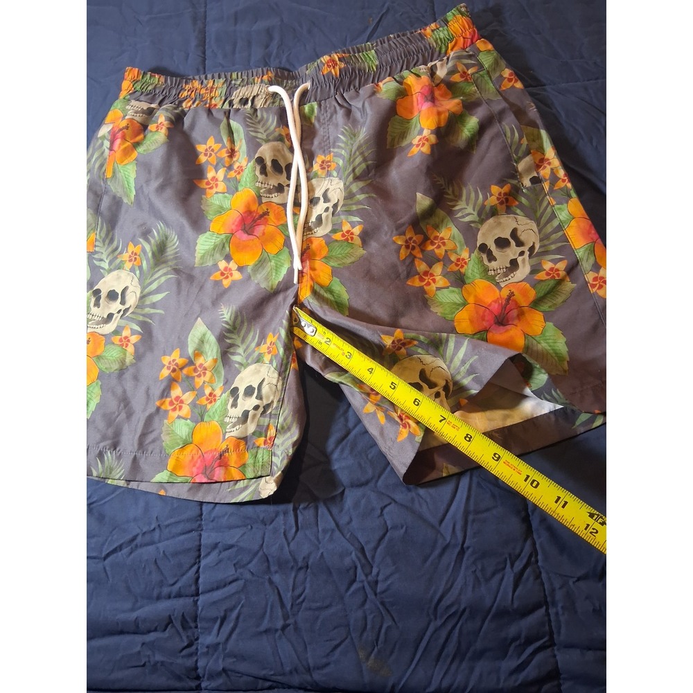 Anti-Hero Skateboards Mens Skull Tropical Floral Swim Trunks Board Shorts Large - Picture 3 of 6
